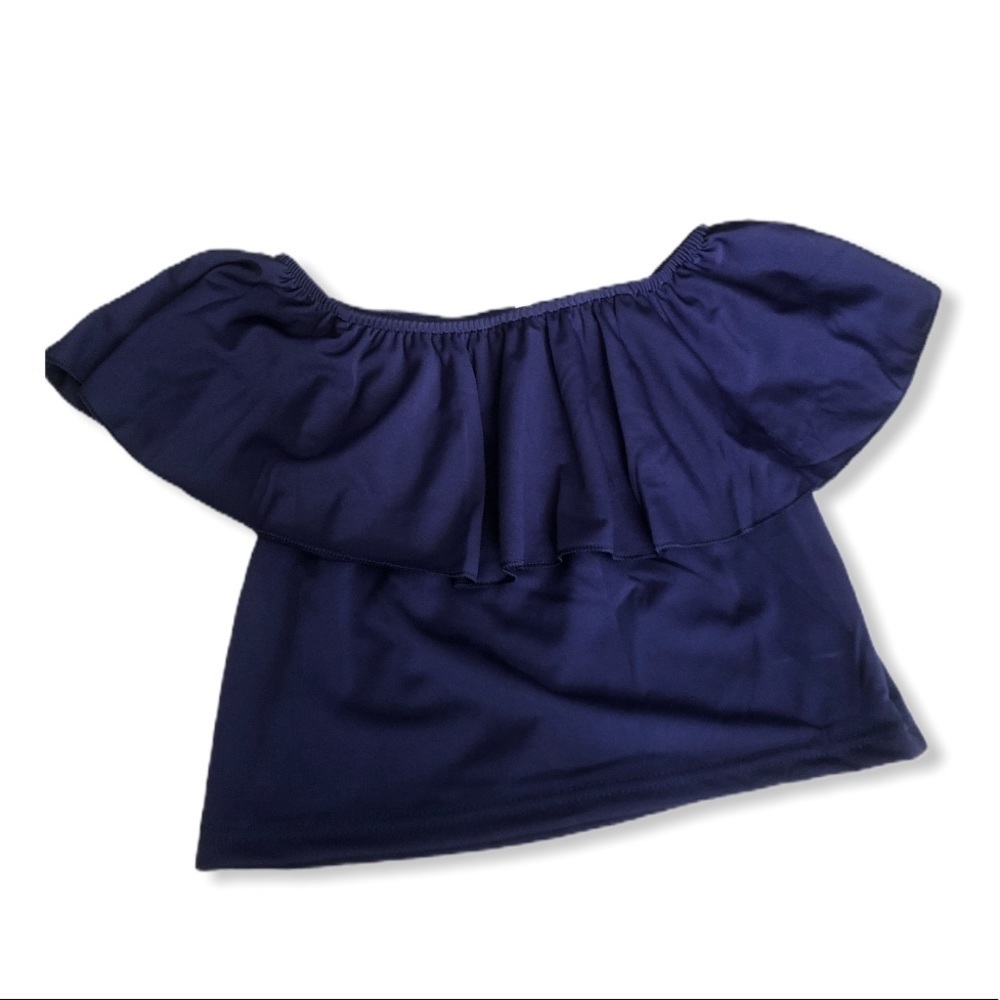 RUFFLE crop top. Blue. Juniors Large🛍